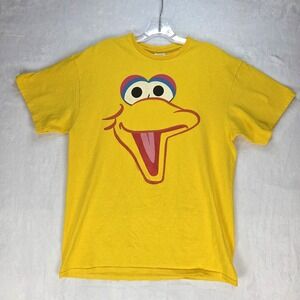 Sesame Street Men's Big Bird Big Face Logo Bright Yellow T-Shirt Size Large